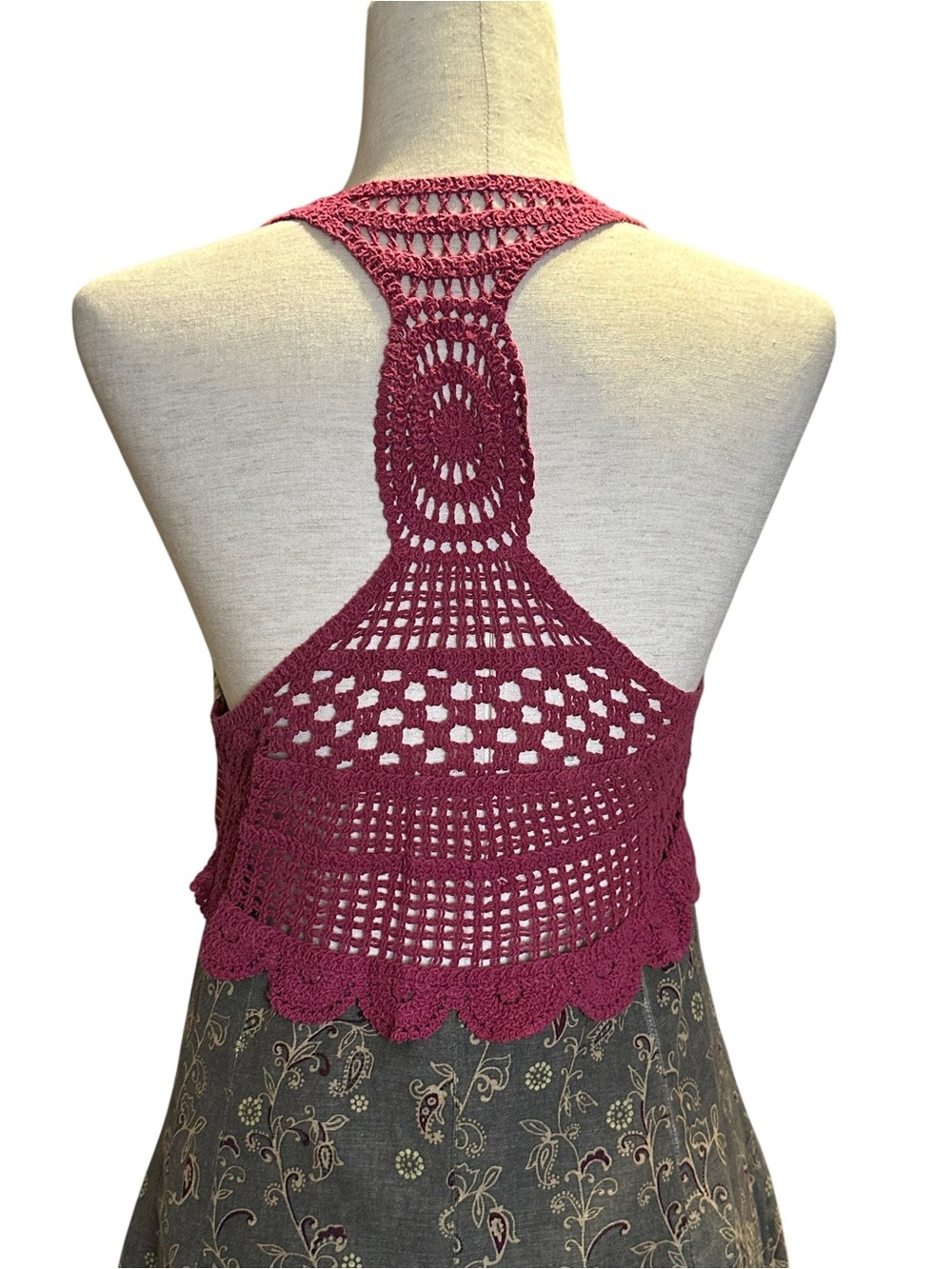 Free People Heartland Paisleys Mini Dress 8 Pink Gray Flowy Cottagecore Festival - Picture 7 of 11